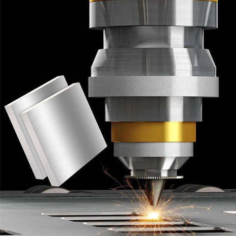 Four Pack 6061 Aluminum Sheets 3.9 X 3.9 X 0.47 Inch Aluminum Plate With Protective Film finely polished and deburred, shown being machined