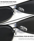 Push In Eyeglass Nose Pads Replacement Kit With 18 Pairs Six Size Options For A Custom Fit Spare Nose Pads shown on sunglasses