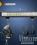 20 Inch LED Light Bar 126W Off Road Spotlight Flood Combo For 12V Rigs With 5 Pin Rocker Switch Wiring Harness Kit Model ZH082 Clear Lens