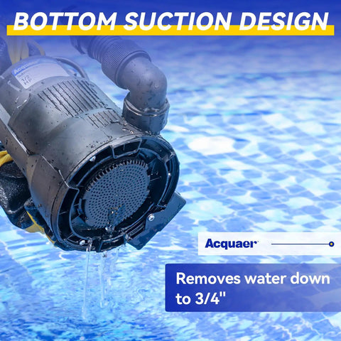 1/2 HP Automatic Sump Pump, 2450 GPH Submersible Water Pump With bottom suction design in pool