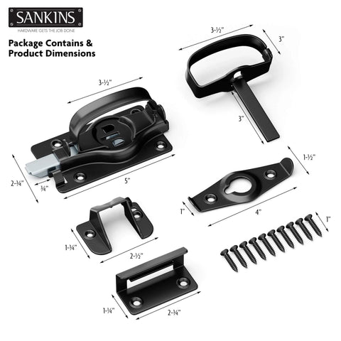 Heavy Duty Swinging Barn Door Latch With Dual Sided Handle For Inside And Outside Access on Gates, Sheds, Fences, parts view