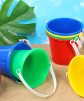 24 Piece Neon Beach Bucket Set For Kids With 5 Inch Buckets, Sand Pails, And Sandcastle Molds For Toddler Summer Beach Play, Pool Fun