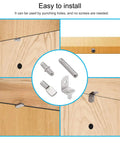 Top Shelf 100 Piece Nickel Plated Shelf Pins Kit With Four Styles For Cabinets Closets And Furniture Heavy Duty Zinc Alloy Pegs No Sweat Assembly Quick Change Design Guaranteed, showcasing various peg styles installed in wood.