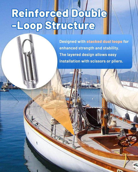 Heavy Duty Cotter Ring Kit With Dual Coil Design used on boat deck for secure clevis pin installation, marine reinforcement visible.