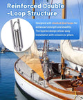 Heavy Duty Stainless Steel Cotter Rings With Dual Coil Design used in marine setting on sailboat for secure fastening.
