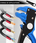 2-In-1 Automatic Wire Stripper And Cutter For Electronics And Automotive Repair With Eagle Nose Pliers In Blue cutting wires