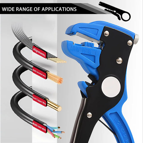 2-In-1 Automatic Wire Stripper And Cutter For Electronics And Automotive Repair With Eagle Nose Pliers In Blue cutting wires