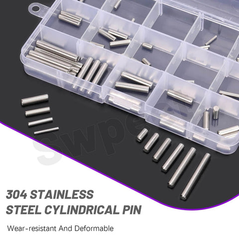Stainless Steel Dowel Pin Kit 110 Piece Set M2 M3 M4 M5 304 Grade For Shelf Support Furniture Assembly And Industrial Maintenance Includes Durable Storage Box And Grab And Go Pins