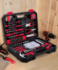 226 Piece Home And Auto Repair Tool Kit With Sturdy Toolbox For DIY Enthusiasts, Homeowners, And Handymen displayed open