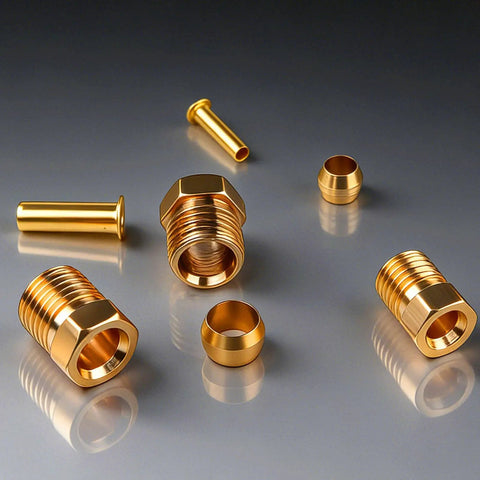 Pro Grade Three Piece Brass Oil Pipe Fitting Set For Machine Tools With Double Tapered Ferrule Bushings Quick Connect Lubrication Kit