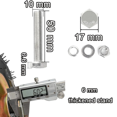 Measurements of components for Heavy Duty Pneumatic Swivel Caster Wheels With Side Brakes For Workbenches Furniture Carts And Garage