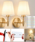 Wireless Battery Operated Wall Sconces Set Of 2 With Peel And Stick Indoor Lights No Wiring Nonsense Needed Super Bright Renter Friendly Home Decor Upgrade Package featuring gold finish and remote control.