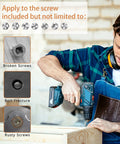 Man using drill with Damaged Screw Extractor Kit 22 Piece Set For Home DIY And Garden Projects Easy Out Stripped Screw Remover