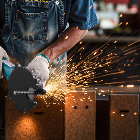 VEVOR Compatible 36-Tooth Electric Rebar Cutter Blades With Cermet Tipped Heat-Treated SK51 Steel in action cutting metal.