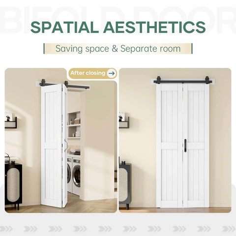36 Inch By 84 Inch Bifold Barn Door System With Hardware Kit Included For Two Doors Bi Fold Sliding Closet Doors 40 Inch Track Kit