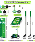3 In 1 Kids Golf Set With Dinosaur Automatic Returner, Indoor Outdoor Golf Cornhole Board, LED Light Up Balls and accessories