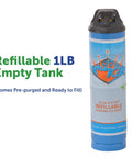 Two 1Lb Empty Propane Tanks for Torch Soldering and Welding, Refillable and Portable, shown with blue cylinder design