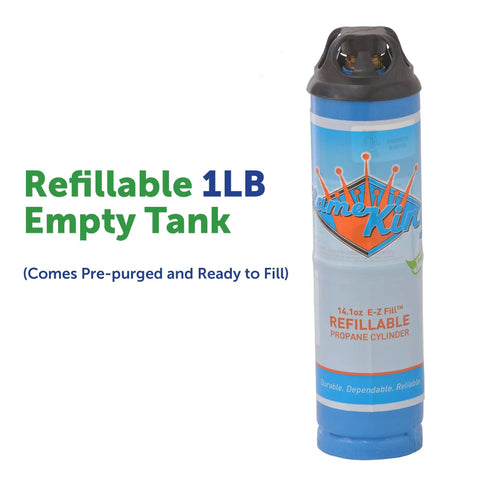 Two 1Lb Empty Propane Tanks for Torch Soldering and Welding, Refillable and Portable, shown with blue cylinder design