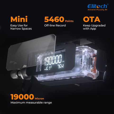 Elitech VGW-Mini wireless digital vacuum gauge with adaptor, transparent housing, 0-19000 micron range