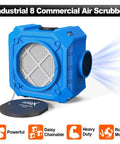 Beefed Up Industrial Air Scrubber With 3 Stage Filtration And HEPA Filter 550 CFM Adjustable Airflow 800 Sq Ft Coverage Timer