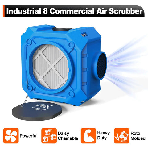 Beefed Up Industrial Air Scrubber With 3 Stage Filtration And HEPA Filter 550 CFM Adjustable Airflow 800 Sq Ft Coverage Timer