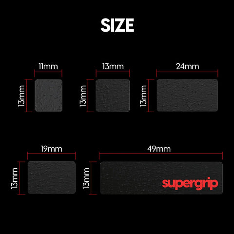 SuperGrip Pre Cut Keyboard Grip Tape Ultra Thin 0.5mm Sweat Absorbing Anti Slip dimensions in different sizes