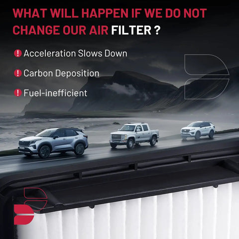 Image showing Subaru Engine Air Filter CA9997 Replaces 16546-AA090 effects like acceleration slowdown, carbon deposition, fuel inefficiency