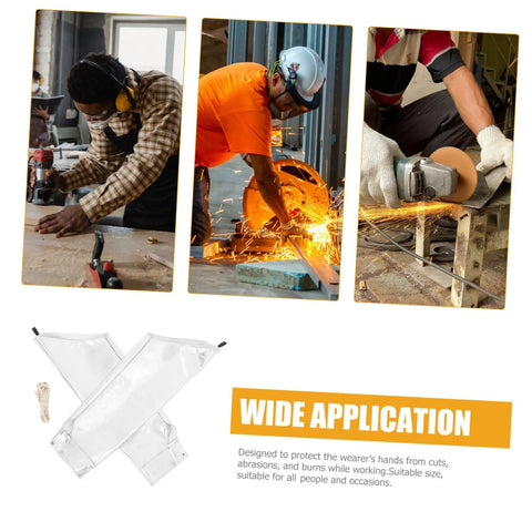 Heavy Duty Aluminum Foil High Heat Resistant Arm Sleeves Sweat Free Adjustable Breathable Guard Shields For Mechanics Hot Shop Work Lab Safety And Backyard Grills in action for protection during workshop and lab tasks.