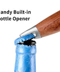Heavy Duty Rosewood BBQ Tools Set For Grilling, Outdoor Grill Kit with built-in bottle opener on rosewood handle.