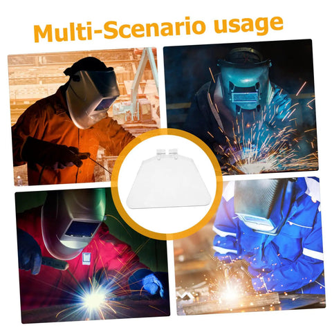Multi-scenario use of 4 Pack Transparent Eye Shield Replacement For Bench Grinder And Grinding Machine Safety Guard Durable Eye Protection For Workshop Use Fits Electric Drill And Grinder Shields Your Eyes From Debris, shown amid welding activities