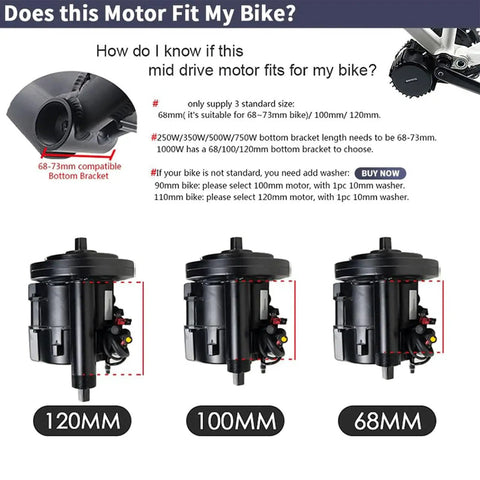 BBSHD Mid Drive Ebike Conversion Kit 48V 52V 500W 750W 1000W With Optional Battery LCD Display Chainring compatibility guide