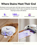 Freo X10 Pro Robot Vacuum And Mop Combo With 11,000 Pa Suction, DualFlow Tangle Free System, Mop Extend Edge Cleaning, Self Emptying, Auto Mop Wash And Dry, Pet Hair Boss For Hard Floors on wood surface showcasing mopping system.