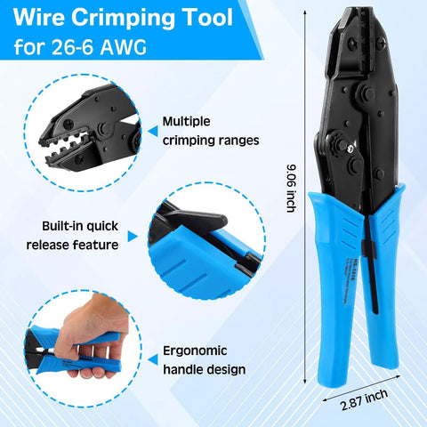All In One Wiring Repair Kit With 380 Pcs Non Insulated Butt Connectors And 400 Pcs Heat Shrink Tubing Include Durable Crimping Tool