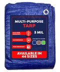 Heavy Duty 50X50 Foot Waterproof Tarpaulin Tarp Cover 5 Mil Thick Blue Backyard Ready Multipurpose Outdoor Shelter With Aluminum Grommets