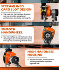 Mini Lever Chain Hoist With 550 Lbs Capacity And 5 Ft Lift features streamlined card slot design, smooth handwheel, and high hardness housing.