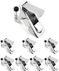 Eight Pack Zinc Alloy Compression Latch Locks Featuring Slick Trigger Action And Flush Silver Finish, adjustable with a black knob.