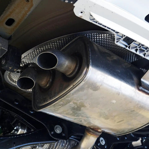Four Pack 2.5 Inch 45 Degree Exhaust Elbow Pipe Slick 304 Stainless Steel Heavy Duty Mandrel Bend Tailpiece Fit For Hot Rods Street Whips And Custom Mods With High Flow Anti Rust Design, shown from below with dual outlets.