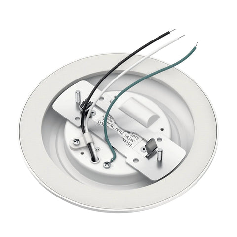 6.4 Inch Led Flush Mount Ceiling Light White Finish Delivers 1000 Lumens interior view with wiring and mounting plate.