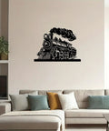 Industrial Style Steam Locomotive Metal Wall Art Black Iron Train Design Durable Modern Sculpture For Living Room Office Or Bar Captivating Focal Point Decor 20 Inch Size
