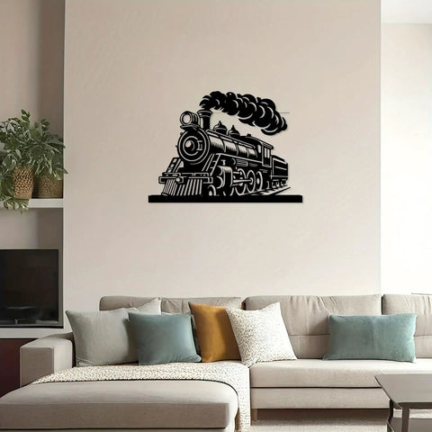 Dope Black Metal Steam Locomotive Train Wall Art For Living Room And Office Industrial Iron Sculpture 12 Inch