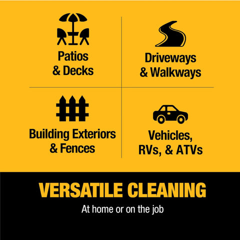 Image showing cleaning applications: patios, decks, driveways, walkways, exteriors, fences, vehicles, RVs, ATVs.