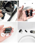 Universal Toilet Seat Bolts And Hinge Kit 4 Pack with Top Mount Screws Expanding Rubber Nuts Stainless Washers in use and detail.