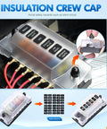 Six Way Fuse Block With Negative Bus And 12V Blade Fuse Holder For Auto Electrical Systems with waterproof cover and labels