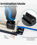 Heavy Duty 110 Punch Down Tool For Four Pair Network Cables And Wiring Blocks with blue wire in termination mode