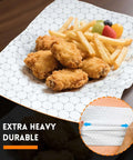 Pre Cut Insulated Foil Sandwich Wrap Sheets Grease Resistant For Hot Food 10.5 By 14 Inches 100 Pack with fried food on top