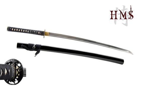 Stainless Steel Katana Iaito for Iaido Training with bamboo tsuba and fuller groove 28 inch blade unsharpened training sword.