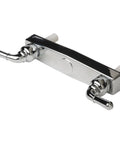 Mobile Home Shower Valve Kit With Chrome Finish Non Metallic Two Handle 8 Inch Valve Includes Matching Shower Head Arm And Flange 3 Hole Installation And Quarter Turn Temperature Control showing close-up of two-handle valve