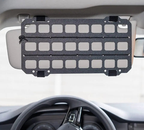Rigid MOLLE Panel For Car Visor Organizer And EDC Pouch Holster - Universal Sun Visor Mount with 1 inch webbing slots