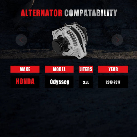 Alternator For Honda Odyssey 2014 2015 2016 2017 V6 3 5L Replaces 31100 RV0 A11 400 52718R 11775N 104211 8520 1042118520 Plug And Play Replacement Auto Electrical Part With Fully Tested Bearings Easy Install.