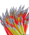 60 Piece Red And Yellow 6.25 Inch Archery Crossbow Bolts Set For 50 To 80 Lb Pistol Crossbows with sharp metal tips.
